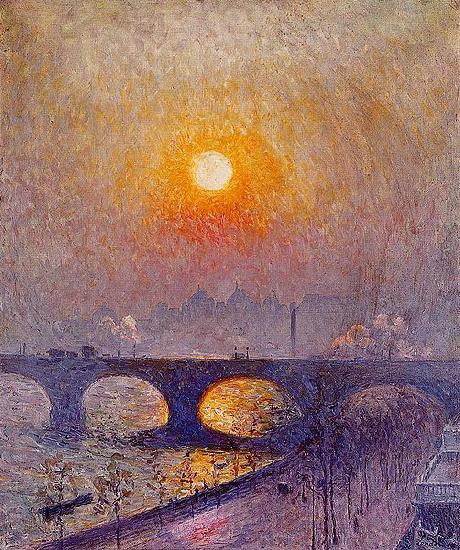 Emile Claus Sunset over Waterloo Bridge Norge oil painting art